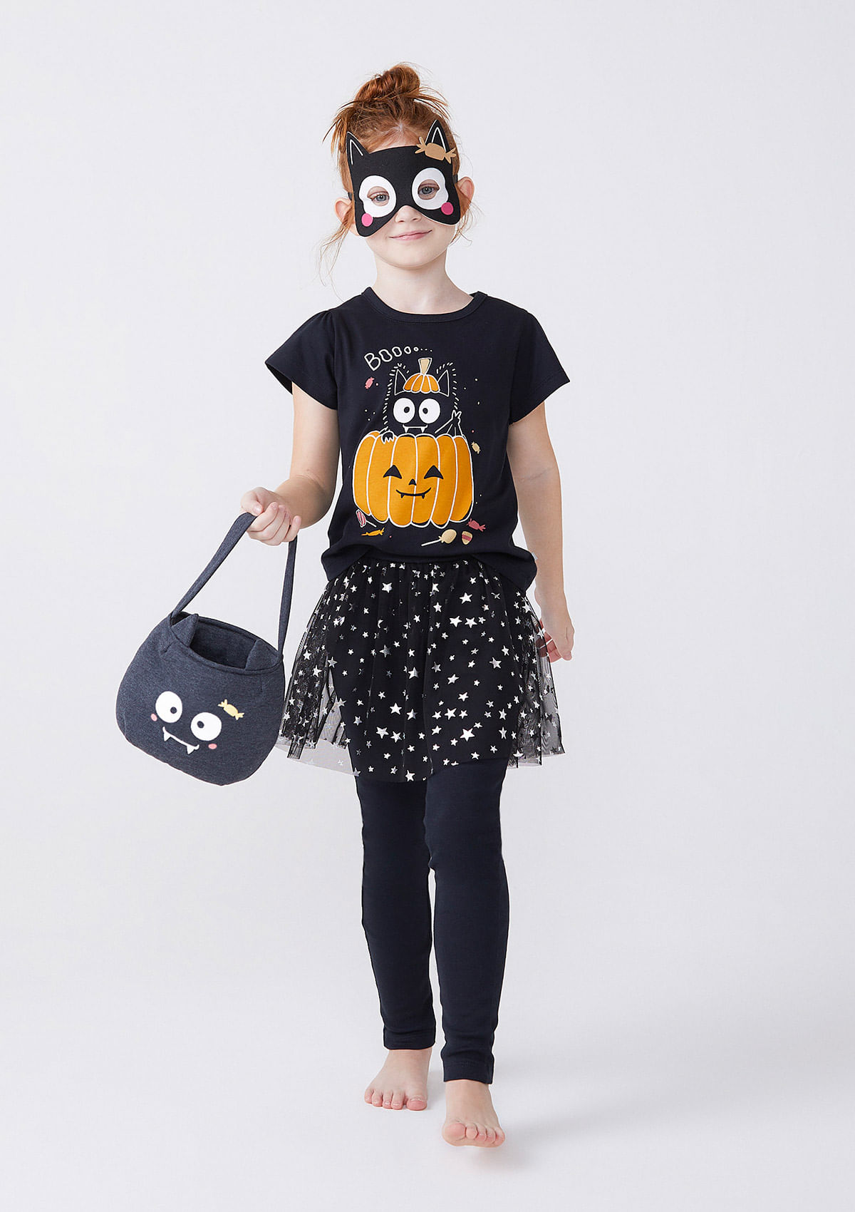 61% Off - Pijama Longo Infantil Menina Fantasia Halloween - Preto