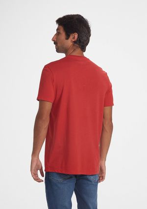 Camiseta Básica Masculina Manga Curta Com Decote V World - Vermelho
