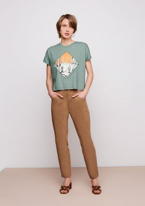Camiseta Em Algodão Com Estampa Silk - Verde