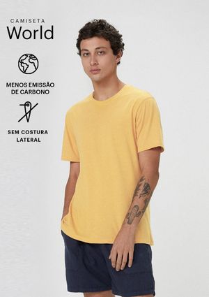 Camiseta Básica Unissex Mangas Curtas World - Amarelo