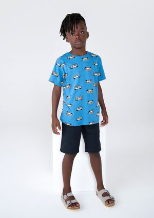 Camiseta Infantil Menino Manga Curta Estampada - Azul Royal