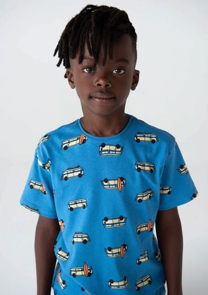 Camiseta Infantil Menino Manga Curta Estampada - Azul Royal