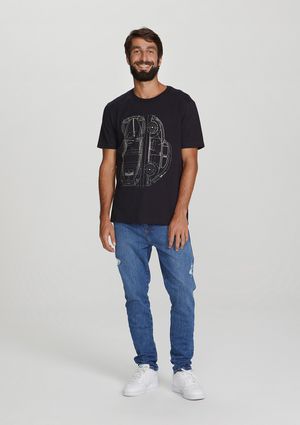 Camiseta Masculina Estampada Manga Curta - Preto
