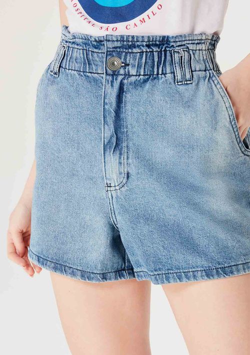 Shorts Jeans Feminino Cintura Alta Reto - Hering Store