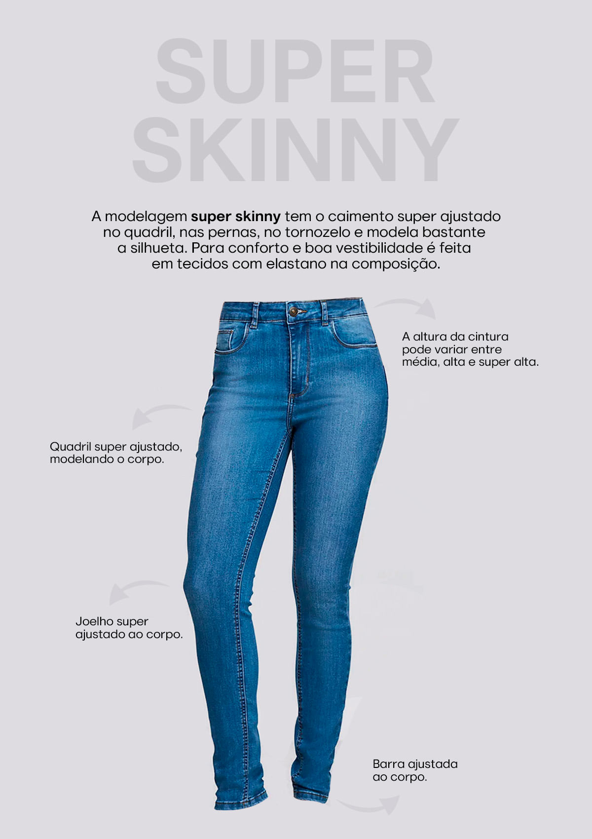 Calça Jeans Feminina, Preta, Cintura Alta, Outono, Stretch, Skinny