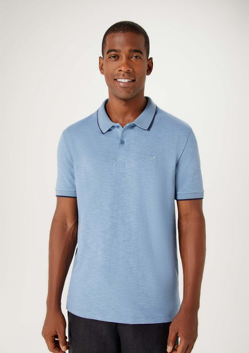 Camisa Polo Básica Masculina Em Malha Texturizada - Azul