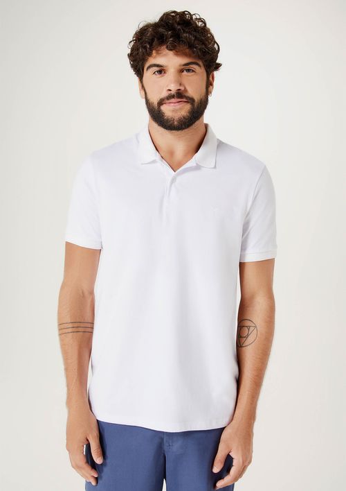 Camisa Polo Básica Masculina Super Cotton - Branco