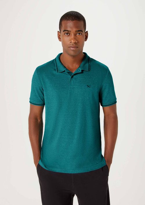 Camisa Polo Básica Masculina Em Malha Texturizada - Verde