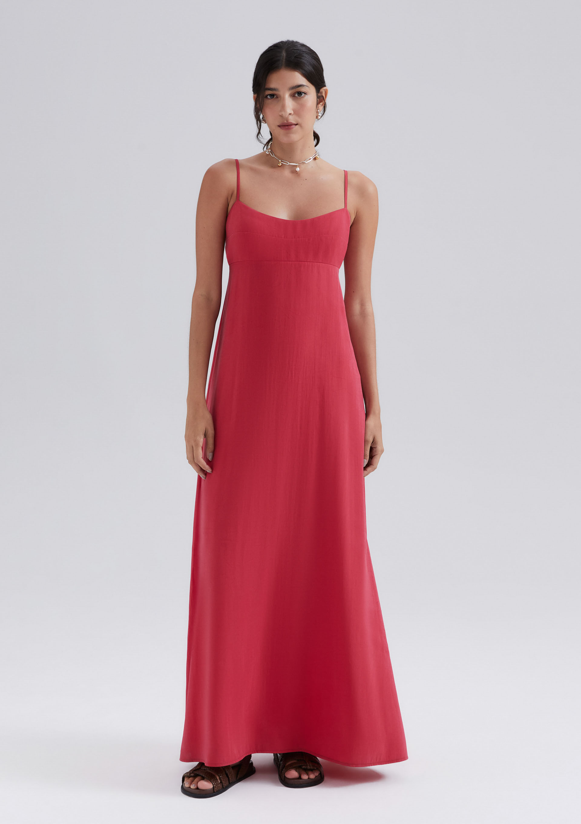 Vestido Midi Vestido Longo Vermelho Hering Vestido Longo Plus Size