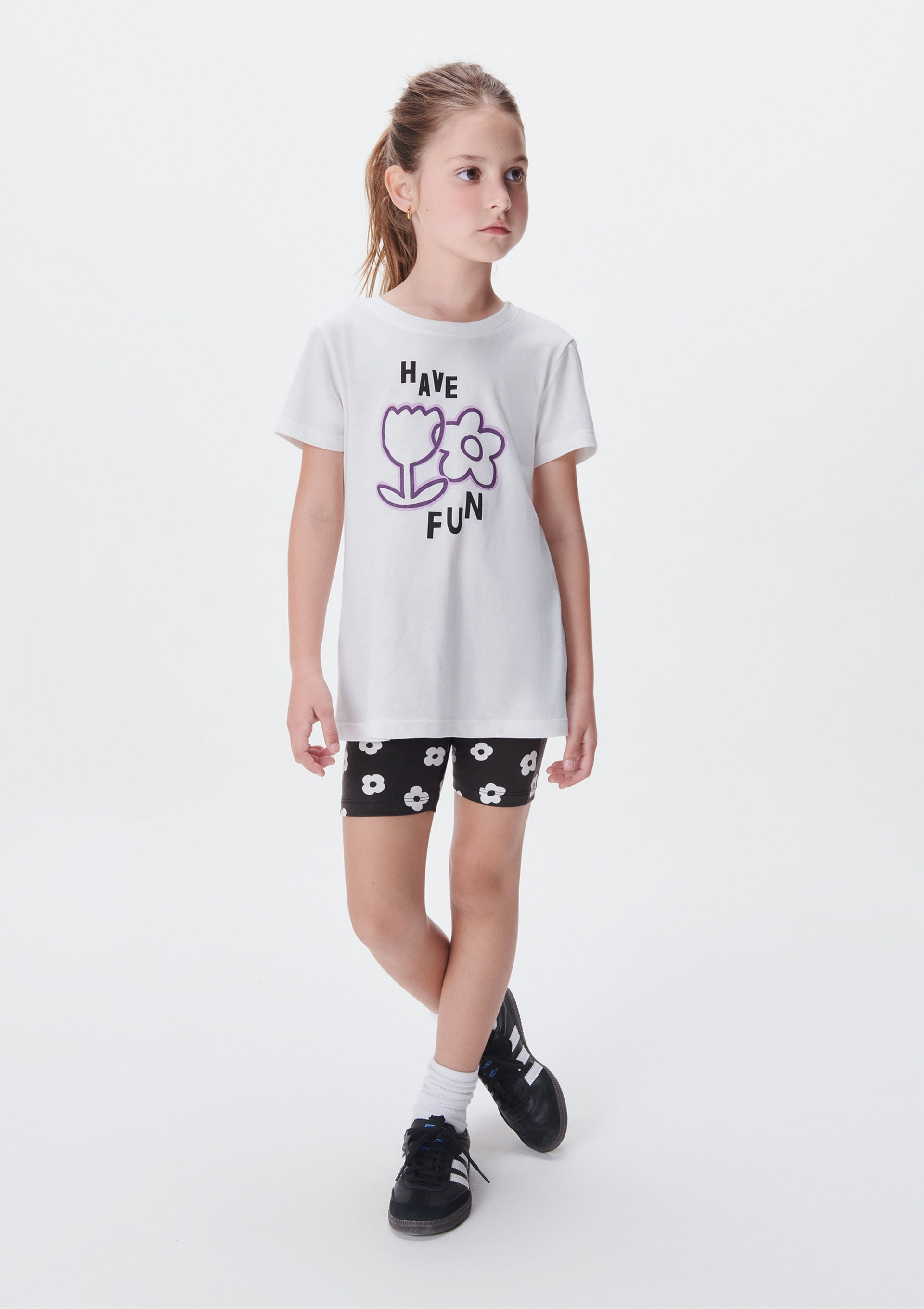 Conjunto Infantil Menina Curto Com Estampa - Preto Conjunto Infantil Menina Curto Com Estampa - Preto