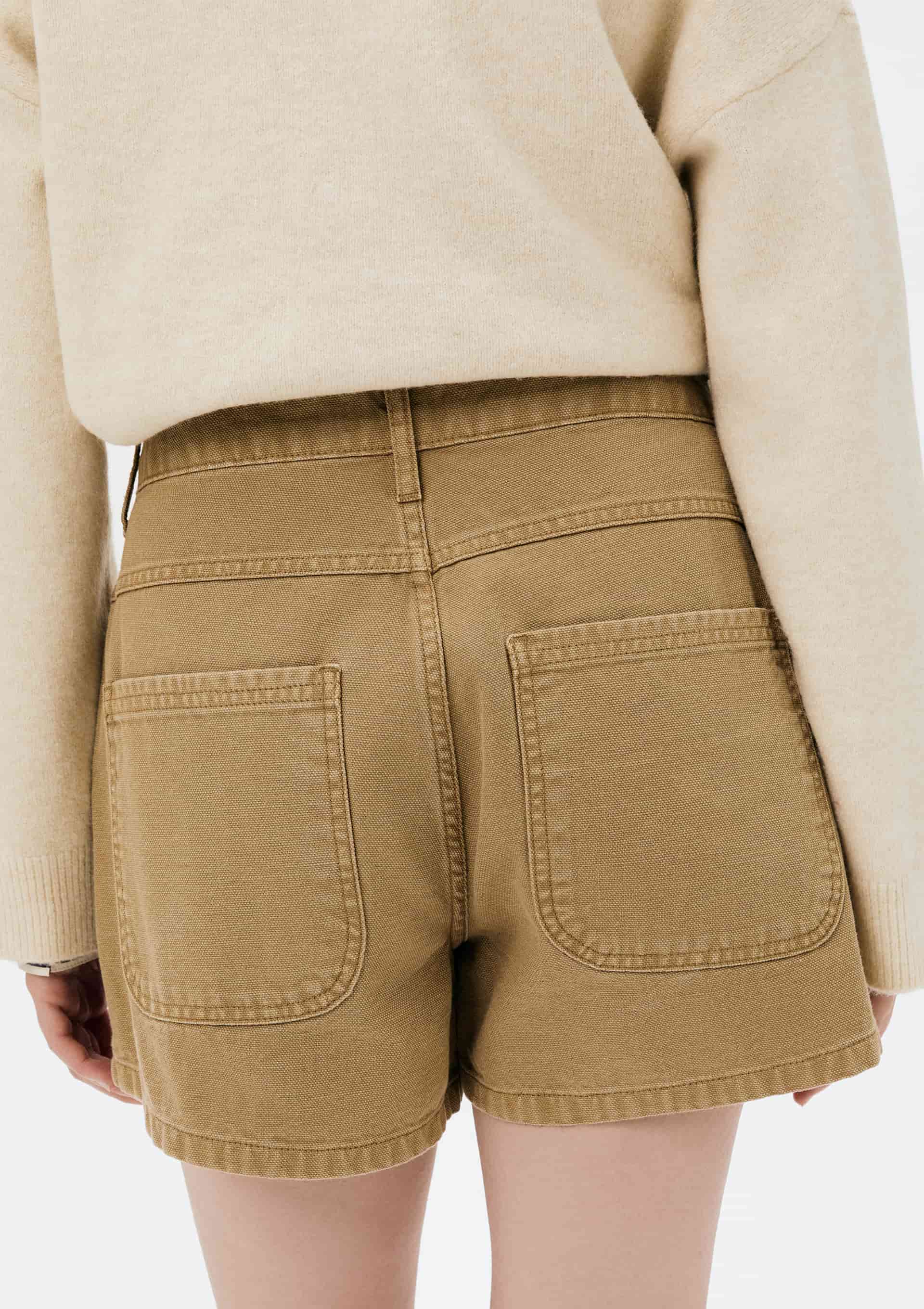 Shorts Feminino Cintura Média De Sarja - Caqui