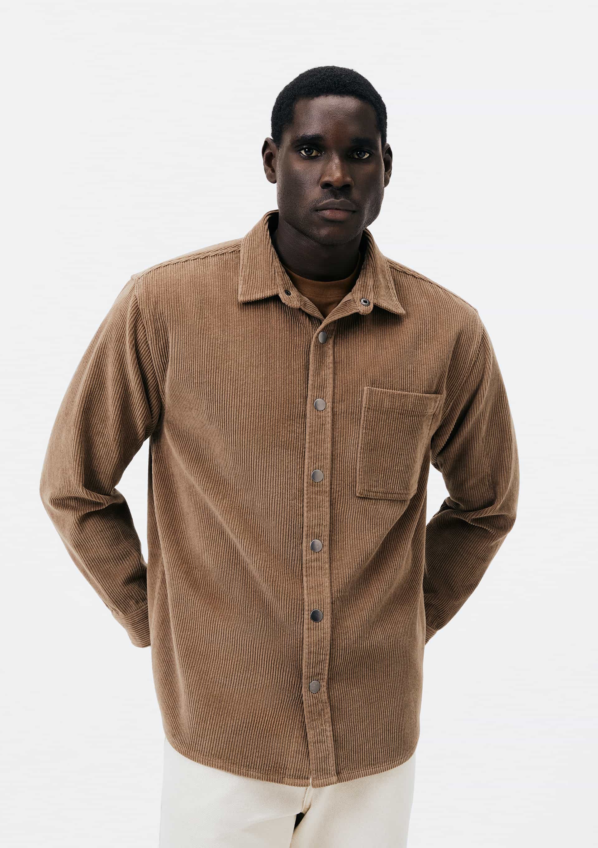 H OLMETEX ZIP JACKET ブラウン Jaqueta Masculina Overshirt Em Veludo Cotelê - Marrom