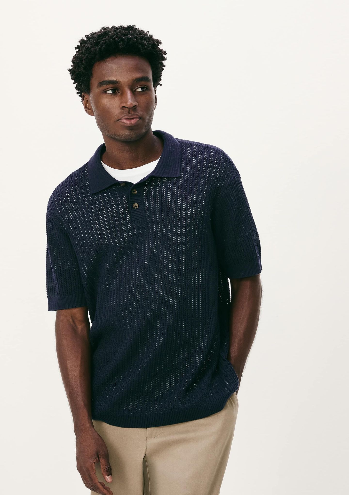 トップス Pedestal polo Camisa Polo Masculina Em Tricô Texturizado - Azul