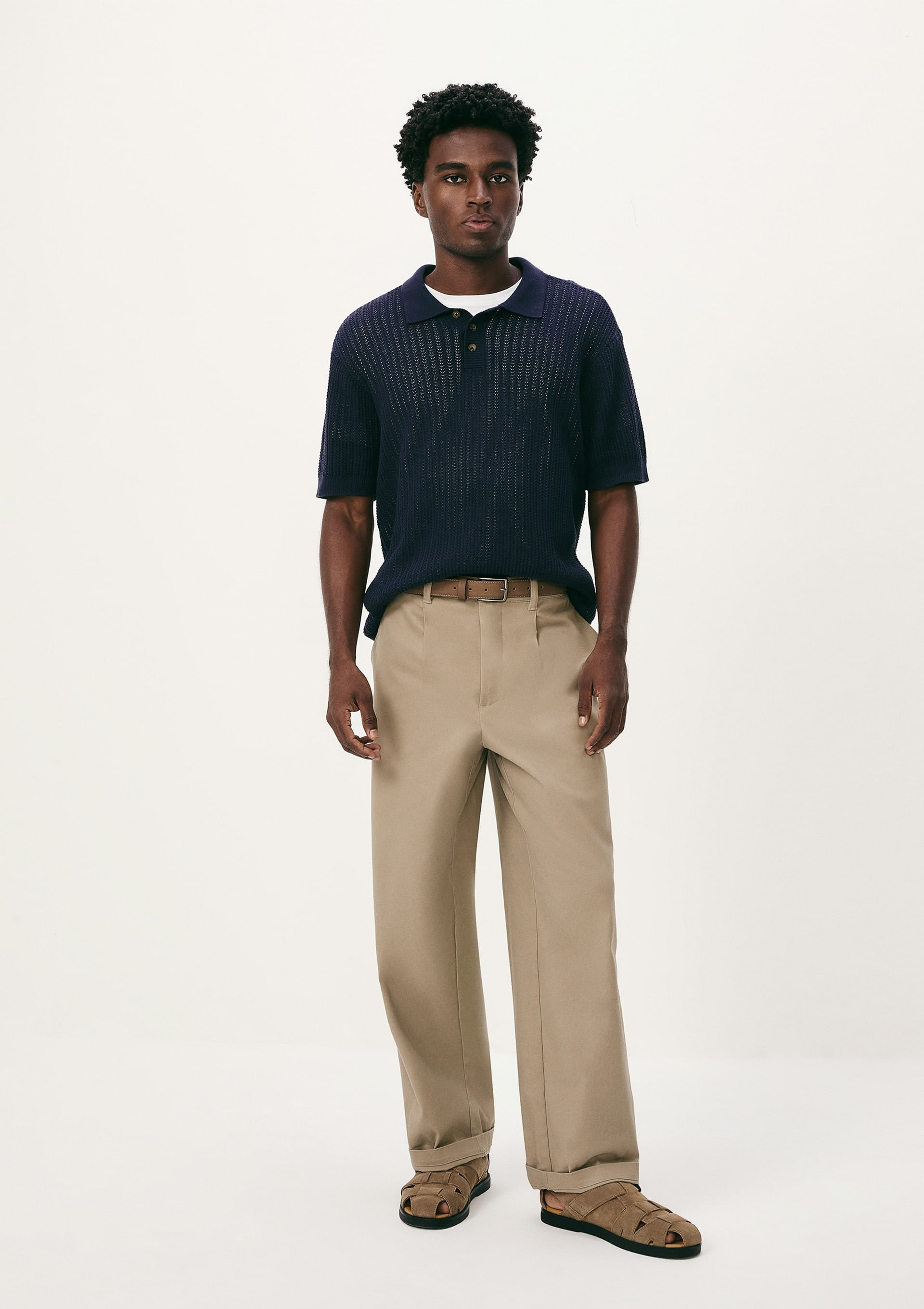 Camisa Polo Masculina Em Tricô Texturizado - Azul