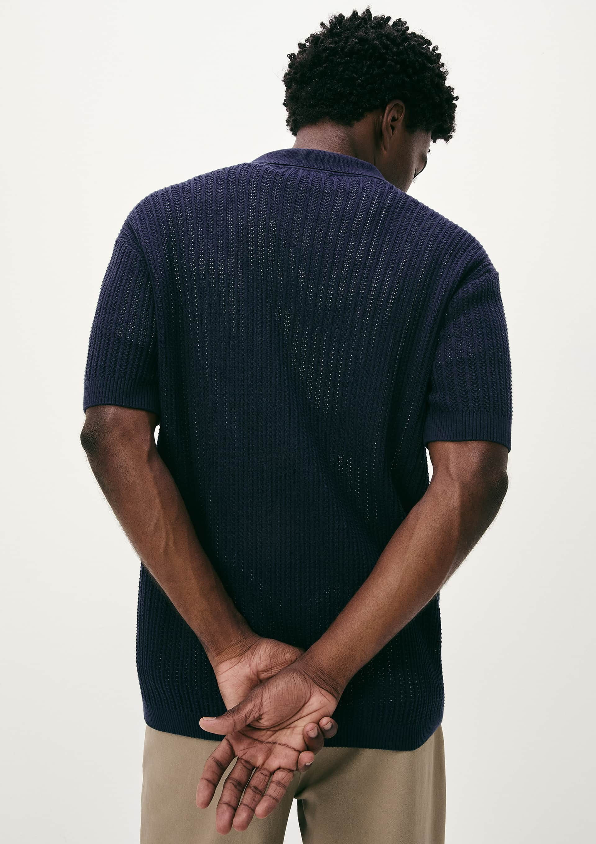 Camisa Polo Masculina Em Tricô Texturizado - Azul