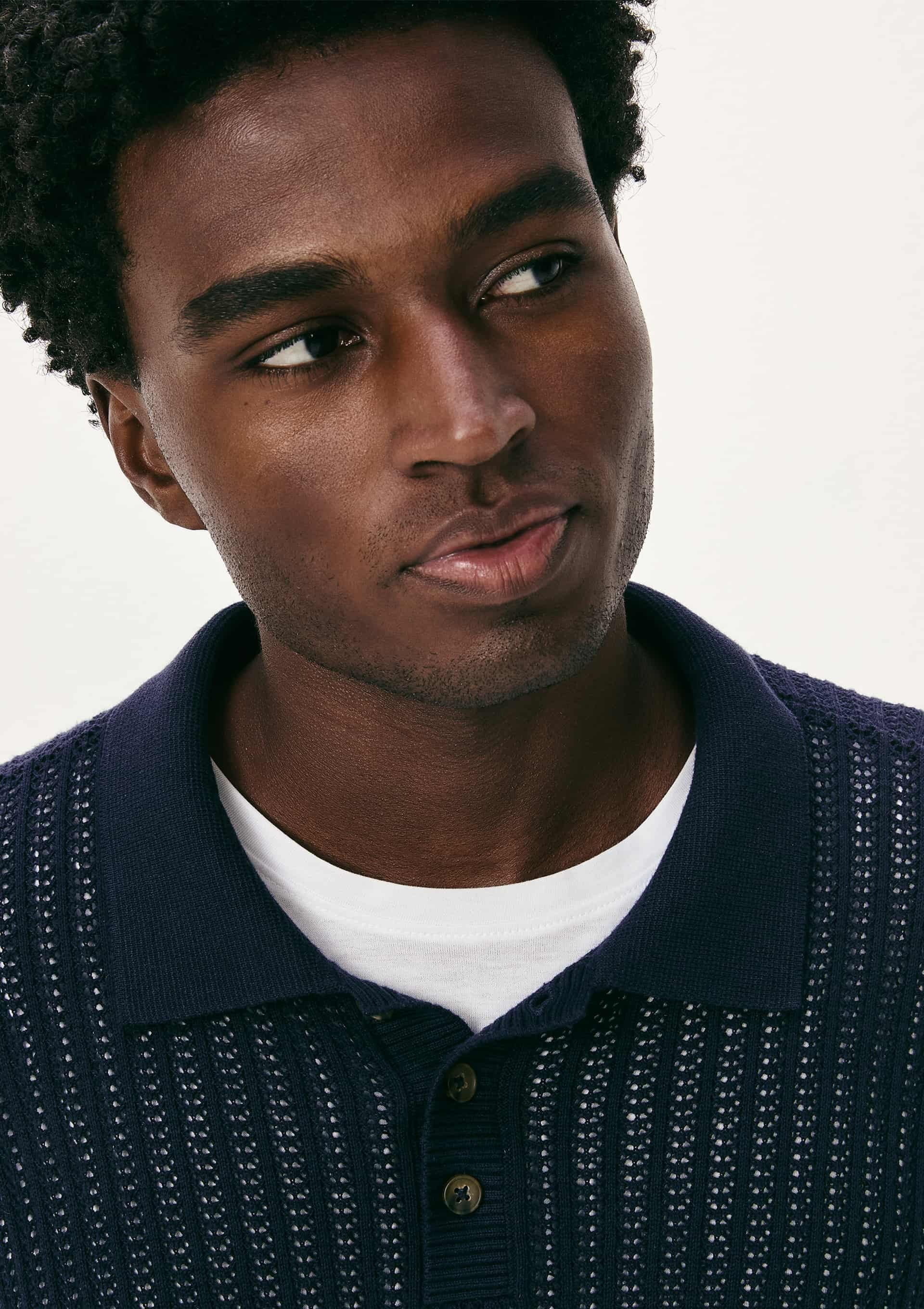 Camisa Polo Masculina Em Tricô Texturizado - Azul
