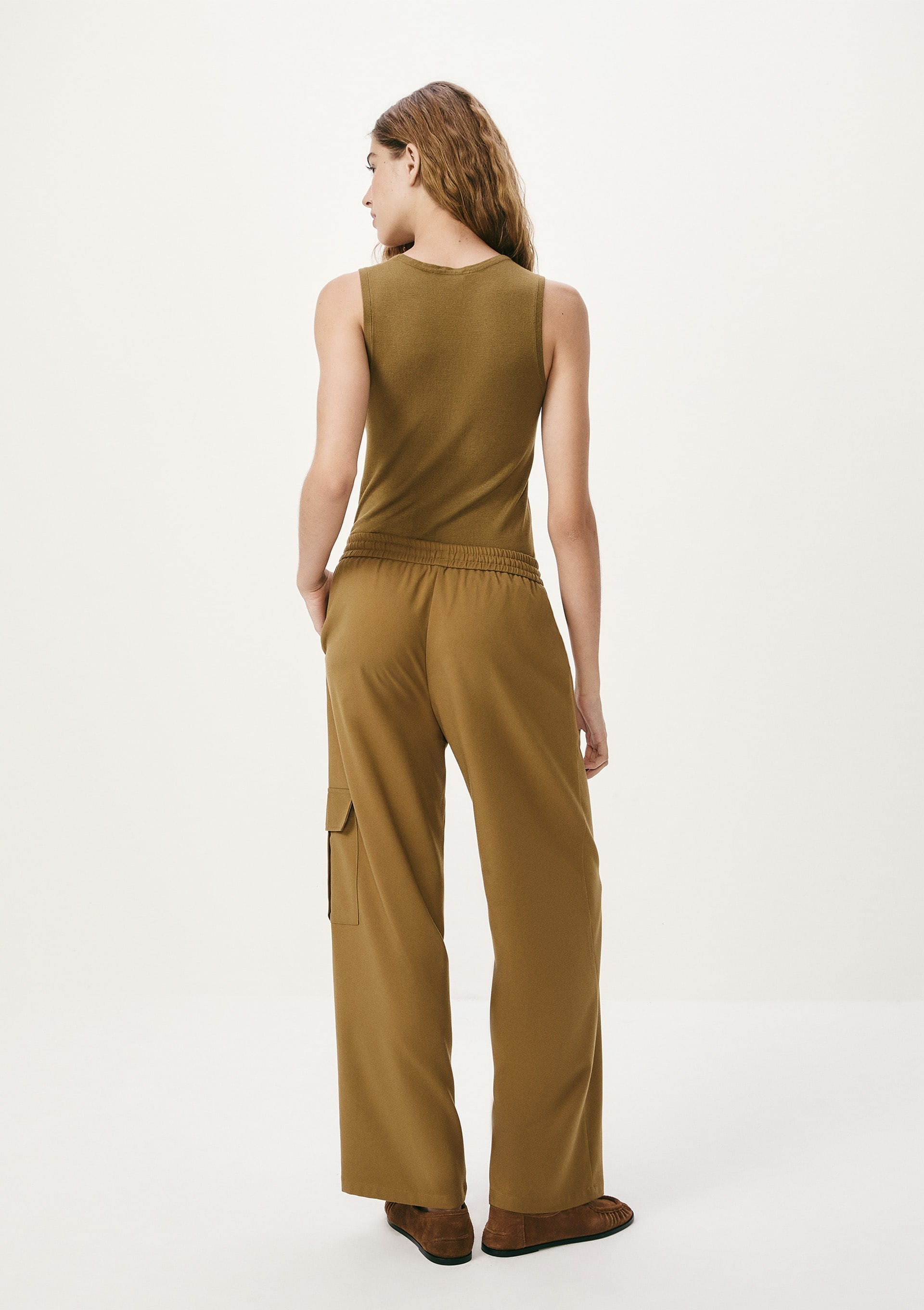 Calça Feminina Cós Elástico Bolso Cargo - Verde