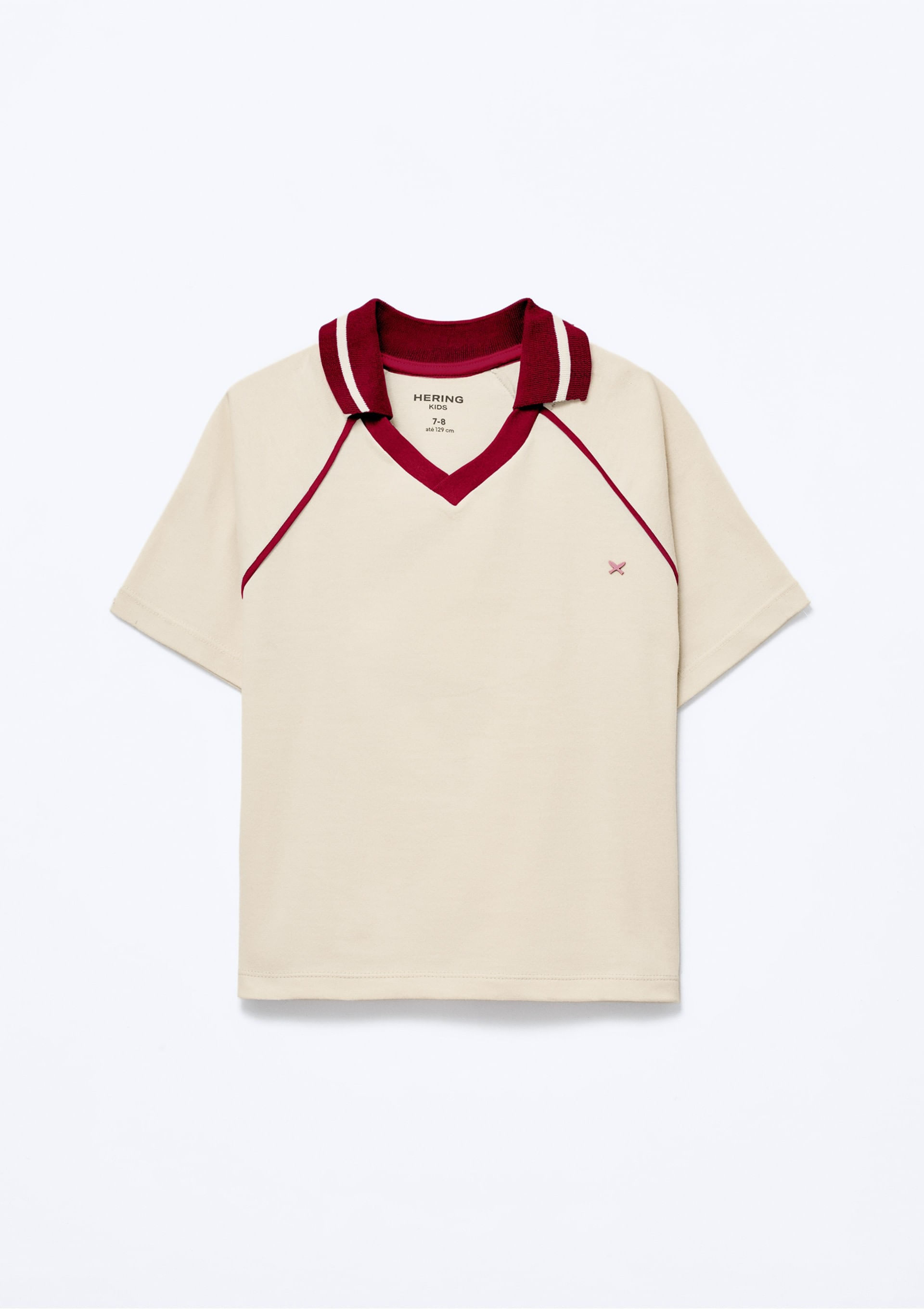 Camisa Polo Infantil Menina Em Malha Binada - Creme