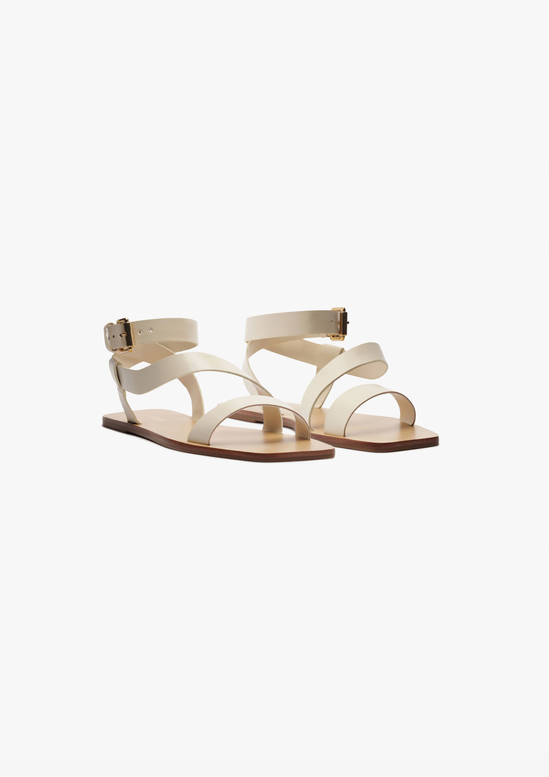 Sandália Rasteira Feminina Bico Quadrado - Creme