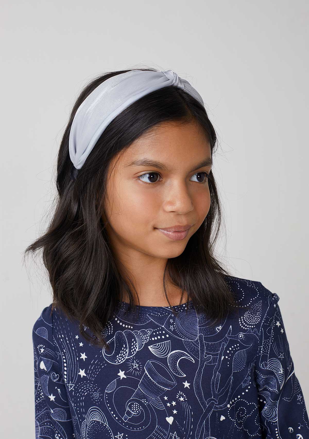 Tiara De Nó Infantil Menina Em Cetim - Cinza