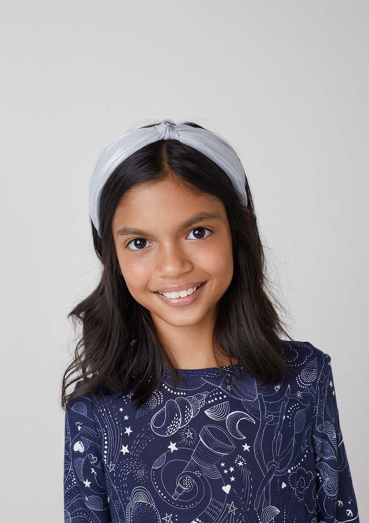 Tiara De Nó Infantil Menina Em Cetim - Cinza