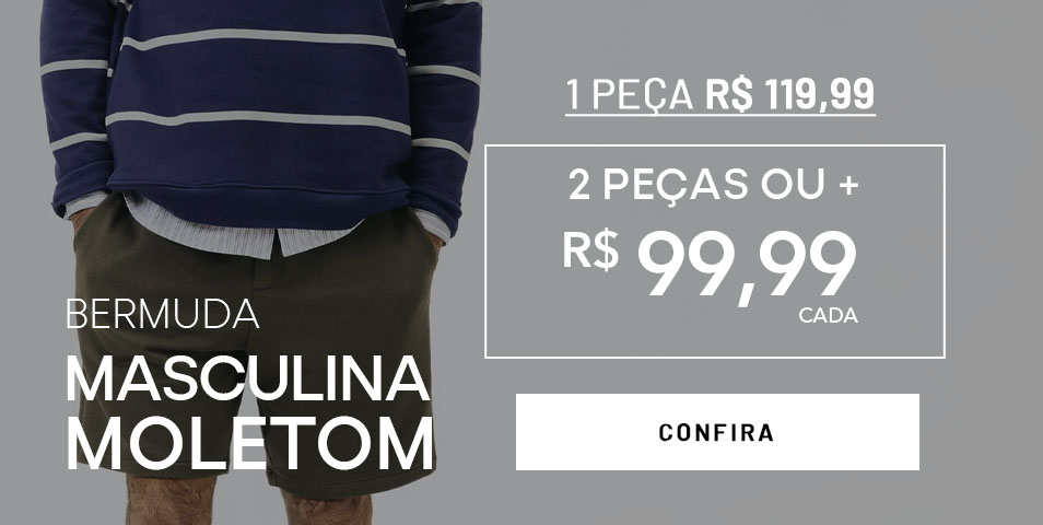 Combo Bermuda Moletom Masculina