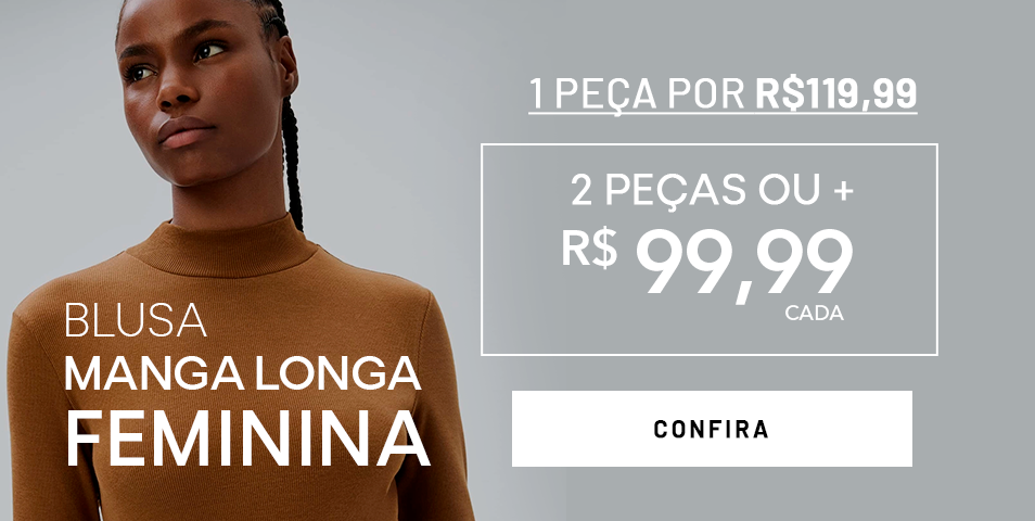 Combo Blusa Ribana Manga Longa Feminina